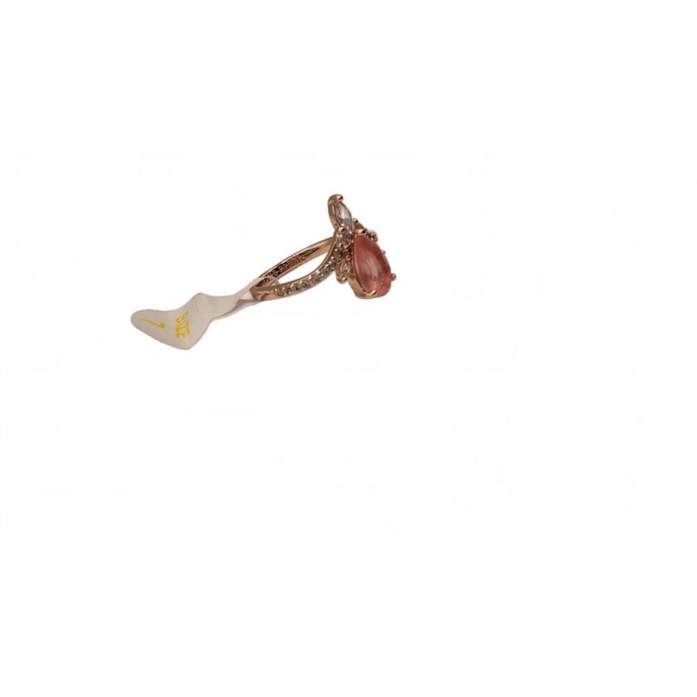 Rose Gold Ring with Pink Gemstone and Clear Accent Stones Size 7 - Picture 5 of 9